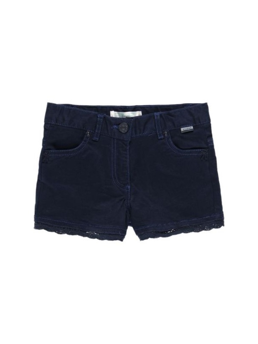 Girls Navy Stretch Cotton Shorts with Lace Trim